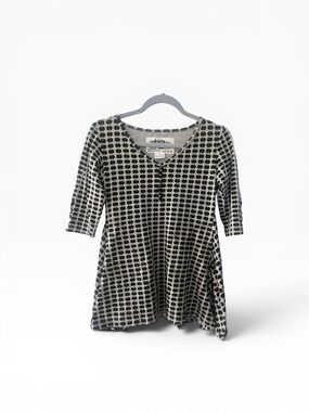 Effie's Heart Black & Cream Geometric Dot V-Neck Tunic